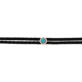 0.06ct Diamond & 0.45ct Composite Turquoise 14k Rose Gold Circle Cord Choker Necklace